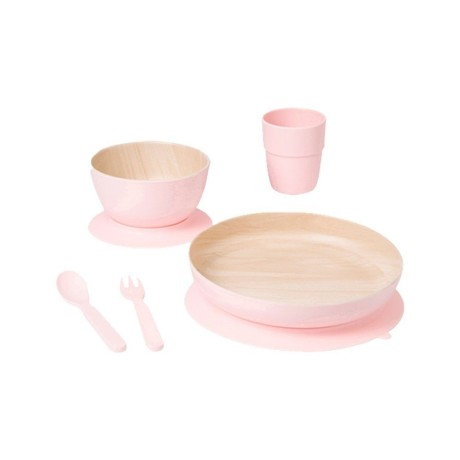 Vajilla para Bebé con Ventosa Nordic Rosa