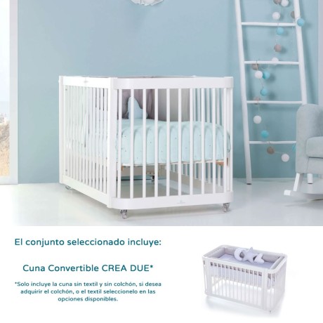 Cuna y Cama Infantil Crea Due 70x140 cm Blanca Alondra