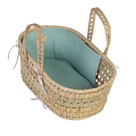 Capazo de Juguete Hoja Palma Musa Verde para Muñecos