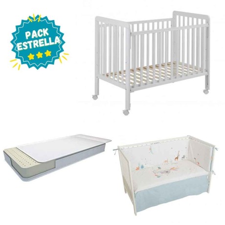 Cuna Bari con Colchón y Edredón + Protector