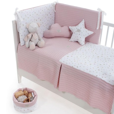 Colcha y Protector Uzturre T/60 Col. Benjamin Rosa