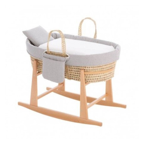 Moisés Bebé Mio Cuco + Patas Portland Raya Gris/Pique Cambra