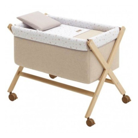 Minicuna bebé Tijera Madera Greeny Beige/Natural Cambrass