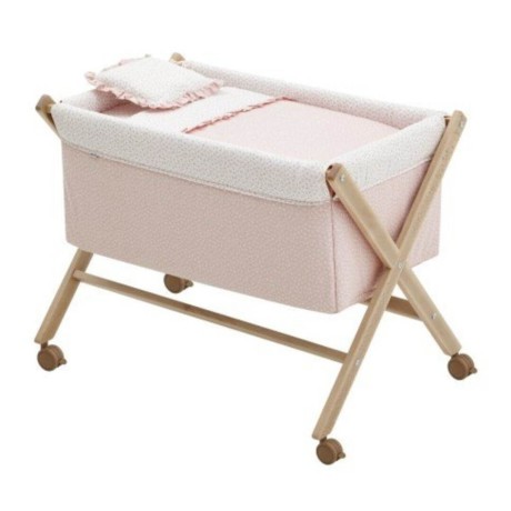 Minicuna bebé Tijera Madera Liberty Rosa/Natural Cambrass