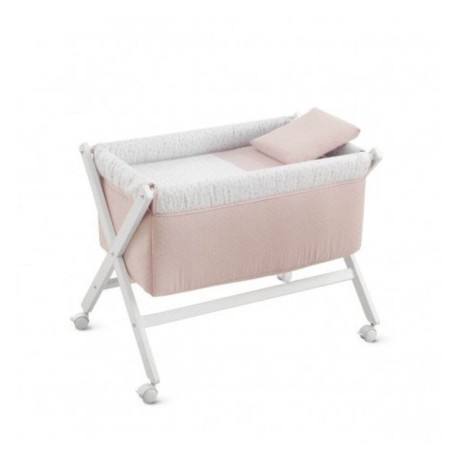  Minicuna bebé Tijera Madera Plumeti Rosa/BCO Cambrass