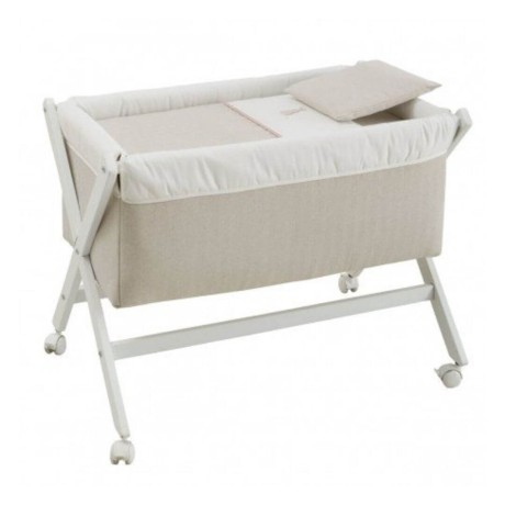 Minicuna bebé Tijera Madera Lino Rosa/BCO Cambrass