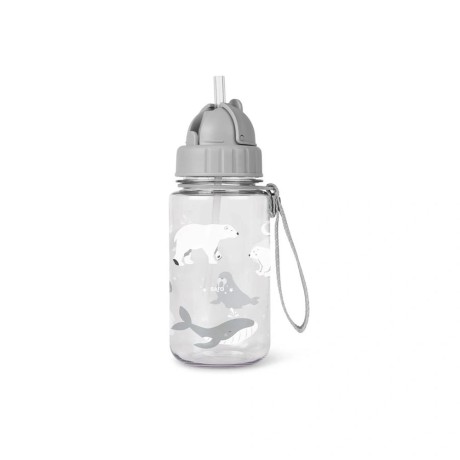Botella con Pajita y Colgador Polaris Gris Saro | 350 ml