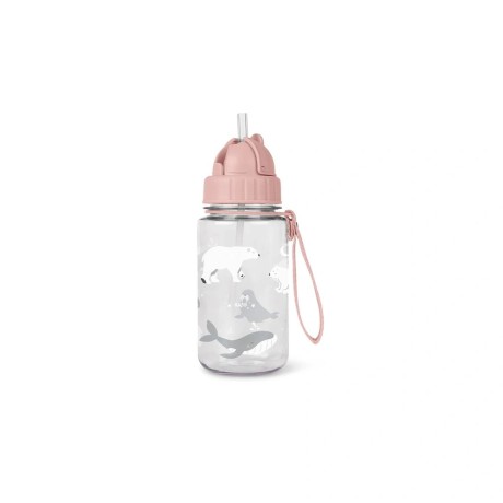 Botella con Pajita y Colgador Polaris Dusty Pink Saro | 350 ml