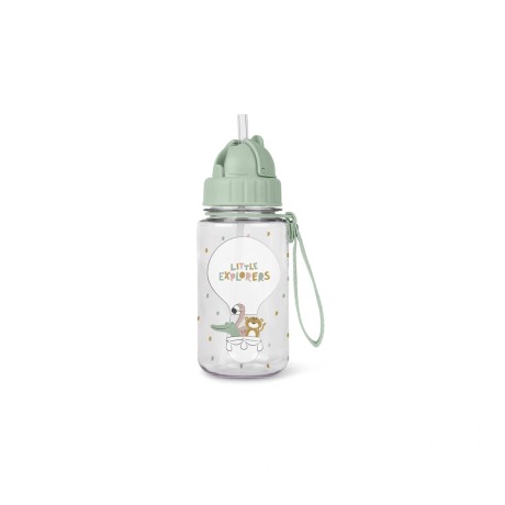 Botella con Pajita y Colgador Exploradores Saro | 350 ml