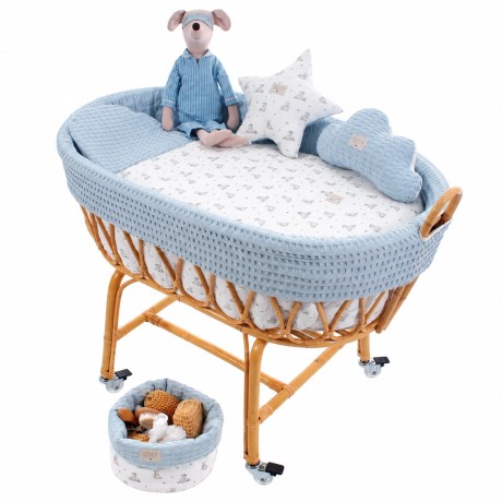 Minicuna Ratán Uzturre Teddy + Vestidura y Colchón